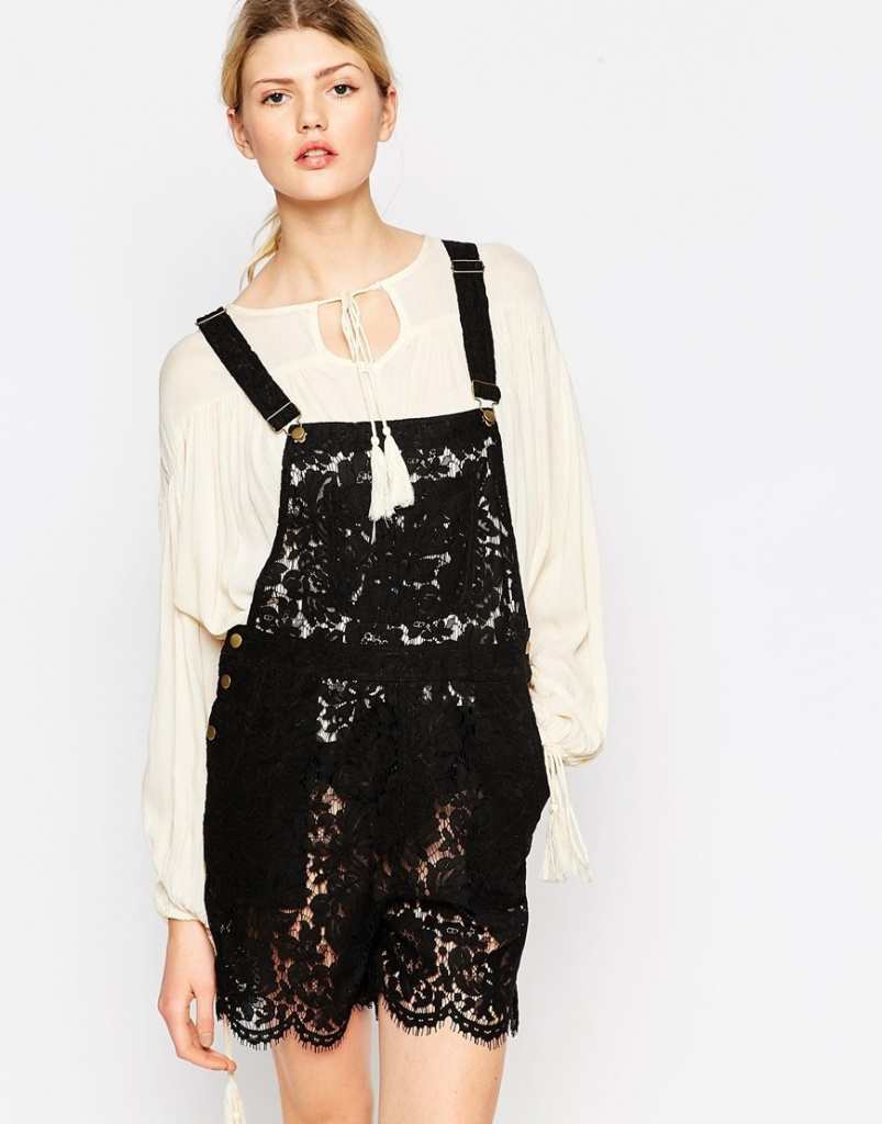 Ganni Gothic Lace Dungaree in Black