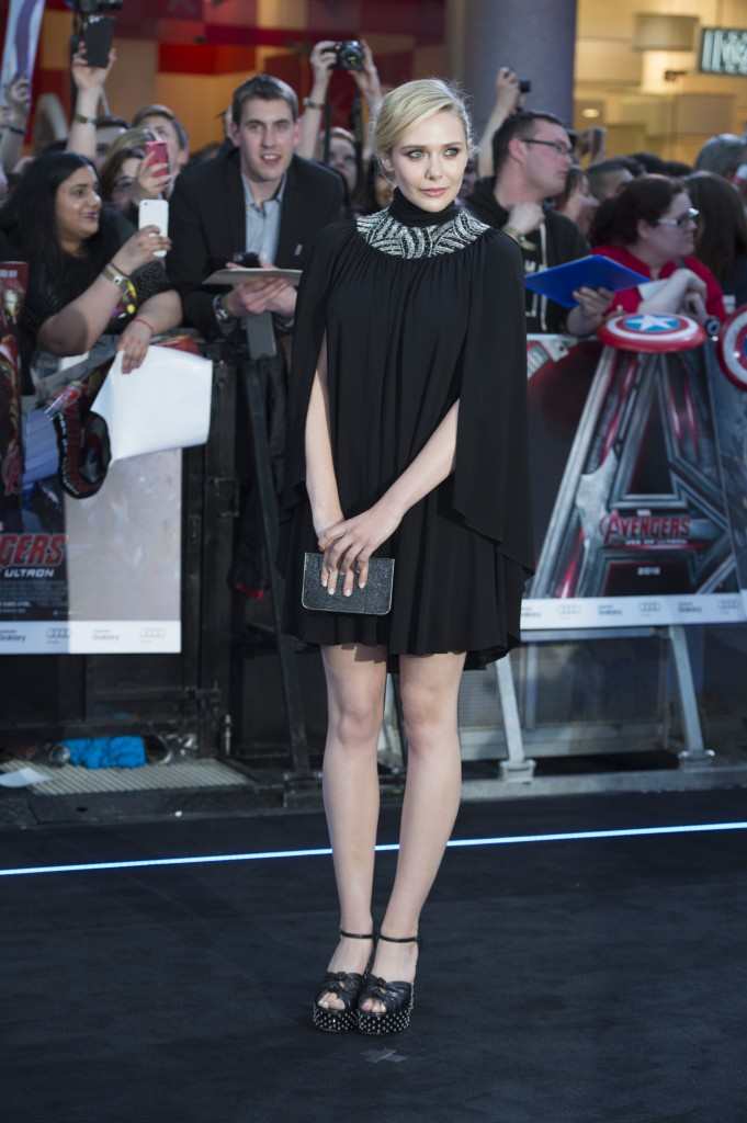Elizabeth Olsen attends the European premiere of Marvel's "Avengers: Age Of Ultron"