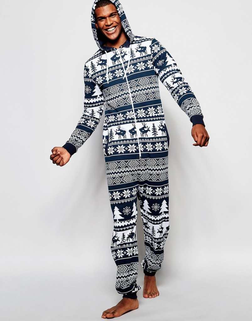 ASOS Loungewear Onesie With Reindeer Fair Isle Print