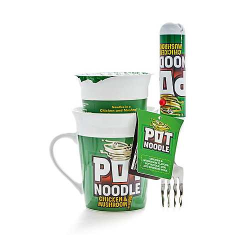 Pot Noodle Chicken and Mushroom with mug and spinning fork set