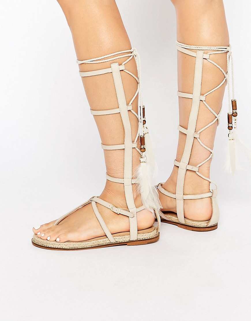ALDO Capro White Caged Tie Up Gladiator Sandals