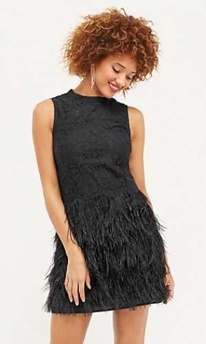 Oasis High Neck Feather Dress