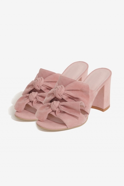 Lavish Alice Rose Suede Double Tie Mules