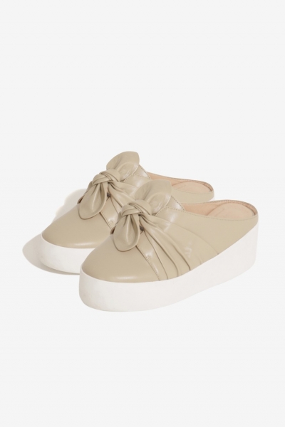 Lavish Alice Sand Leather Twist Backless Trainers