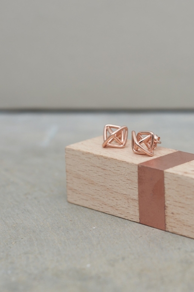 Lavish Alice Sterling Silver Rose Gold Plated Knot Stud Earrings