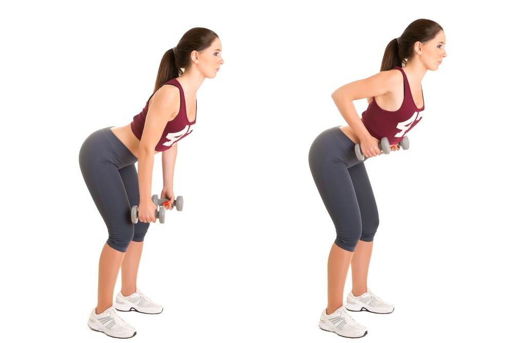 It's vital to keep your back straight as you do the bent over dumbbell row TheFuss.co.uk