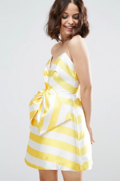 ASOS SALON Candy Stripe Bow Front Mini Dress