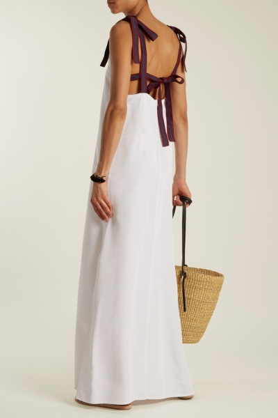 Albus Lumen Gia Tie Back Faille Maxi Dress