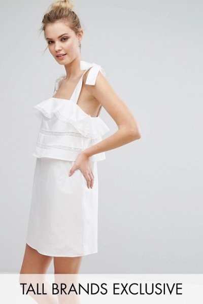 Fashion Union Tall Frill Dress With Tie Cami Straps