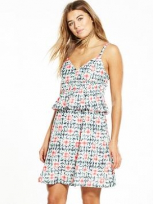 Lost Ink Fit And Flare Check Floral Dress