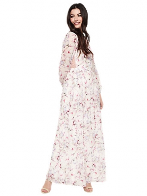 Miss Selfridge Lace Yoke Floral Maxi Dress