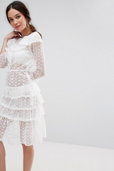 Missguided Tiered Ruffle Midi Dress