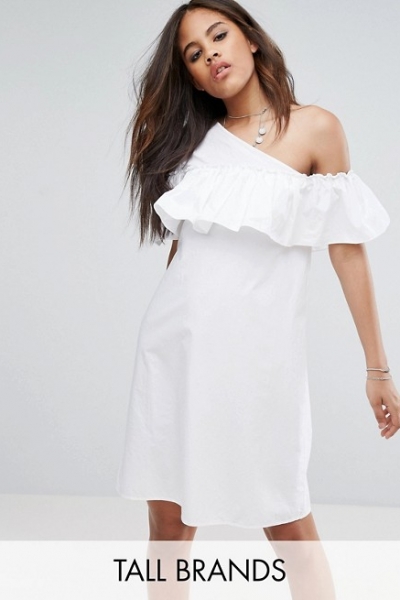 Noisy May Tall One Shoulder Ruffle Dress