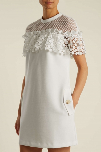 Self Portrait Floral Lace Cape Sleeved Mini Dress