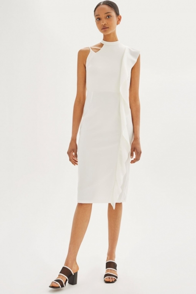 Topshop Asymmetric Ruffle Midi Dress