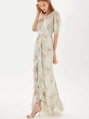Topshop Muted Floral Print Maxi Dress