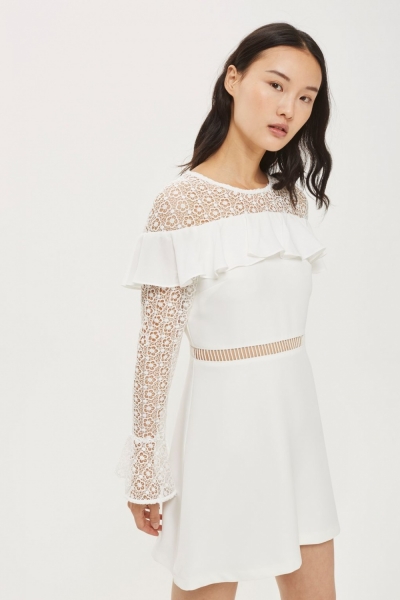 Topshop PETITE Lace Ruffle Mini Dress