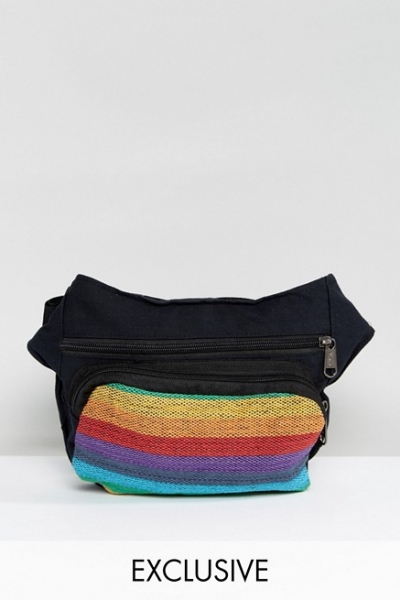 Reclaimed Vintage Inspired Bum Bag With Rainbow Stripes
