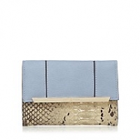 J By Jasper Conran Light Blue Metal Panelled Flap Over Wallet