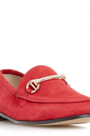 Dune Red 'Guilt' Metal Saddle Trim Loafer Shoes