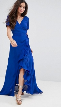 ASOS Maxi Dress With Ruffle Detail And Open Back