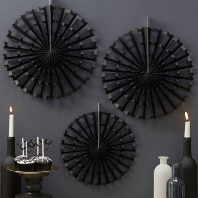 Black Halloween Spider Cobweb Fan Decorations