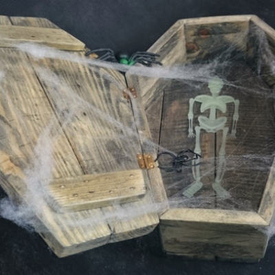 Wooden Coffin Sweetie Holder Halloween Prop