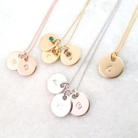 Personalized Necklace Custom Initial Necklace Birthstone