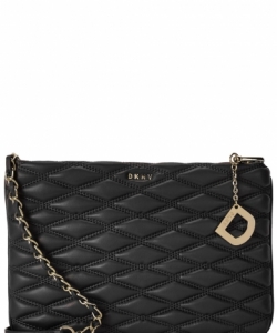 DKNY Black Quilted Leather Cross Body Bag