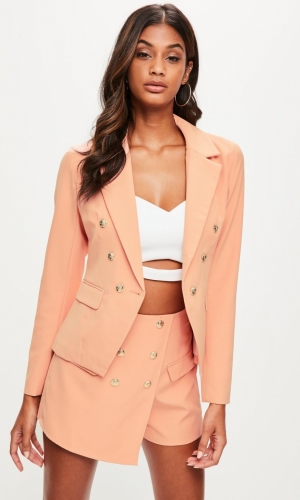 Missguided Nude Military Tailored Blazer
