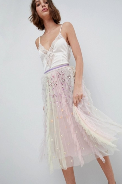 Needle & Thread Rainow Midi Skirt With Embellishment