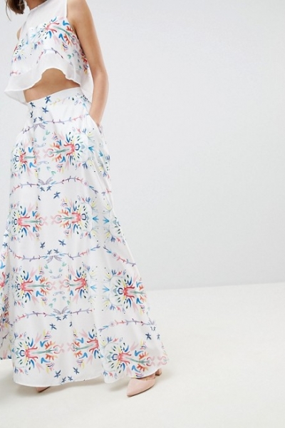Sabina Musayev Abstract Floral Maxi Skirt