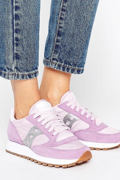 Saucony Exclusive Jazz Original Trainers In Lilac & Silver