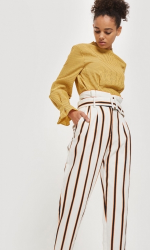 Topshop Multi Coloured Stripe Tapered Trousers