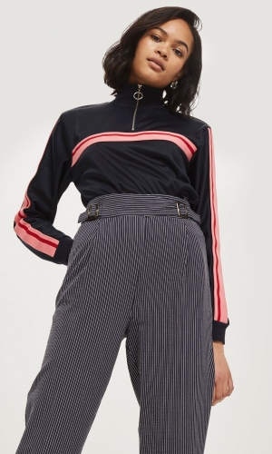 Topshop Stripe Tapered Trousers