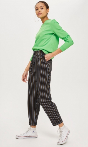 Topshop Striped Tapered Trousers