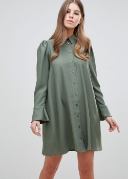 ASOS DESIGN Long Sleeve Mini Shirt Dress