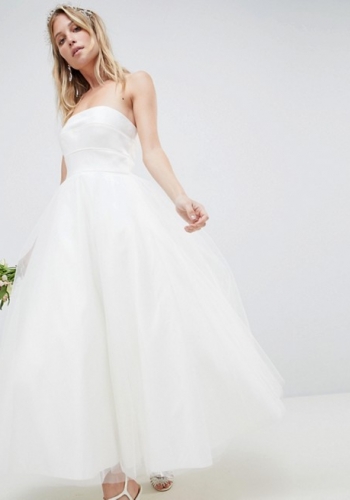 ASOS EDITION Bandeau Prom Midi Wedding Dress