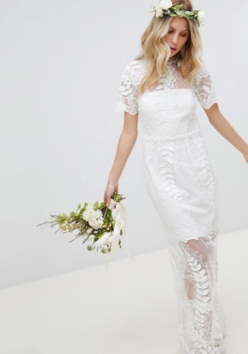 ASOS EDITION Corded Lace Maxi Wedding Dress With Scallop Hem