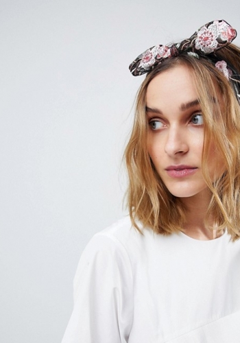 ASOS Embroidered Floral Knot Bow Headband