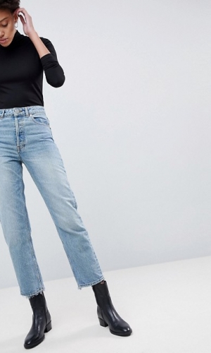 ASOS RECYCLED FLORENCE AUTHENTIC Straight Leg Jeans In Spring Light Stone Wash