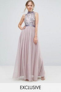 Amelia Rose Embellished Maxi Dress With Tulle Skirt