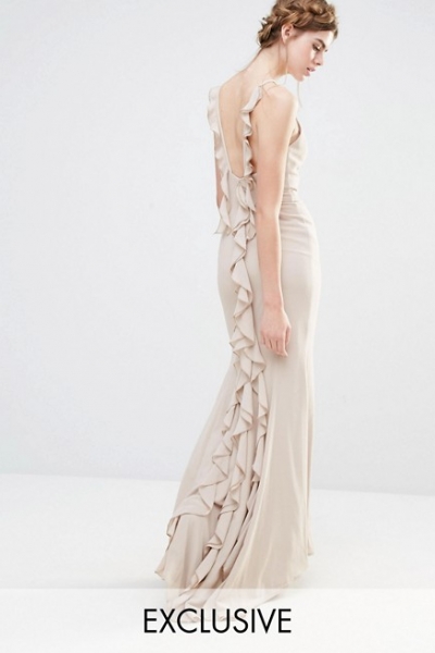 Jarlo Wedding Maxi Dress With Fishtail And Ruffles At Back