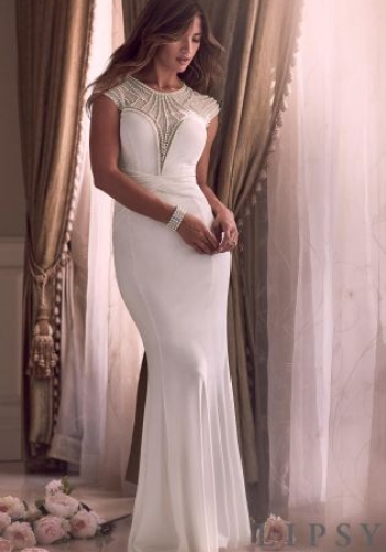 Lipsy Bridal Liliana Pearl Front Plunge Maxi Dress