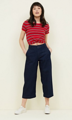 New Look Blue Rinse Wash Cropped Wide Leg Jeans