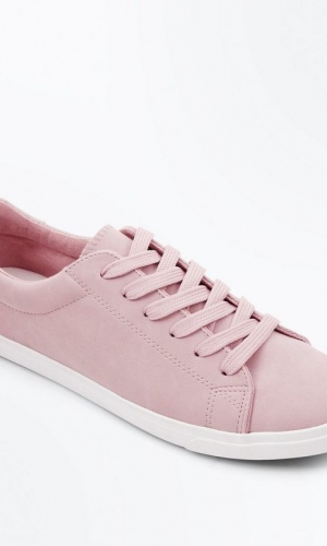 New Look Pink Suedette Lace Up Trainers