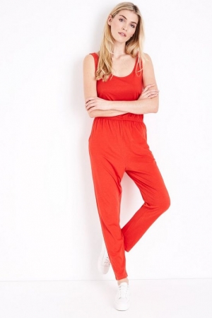 New Look Red Jersey Sleeveless Jumpsuit