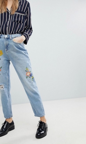 Pimkie Floral Embroidered Mom Jeans