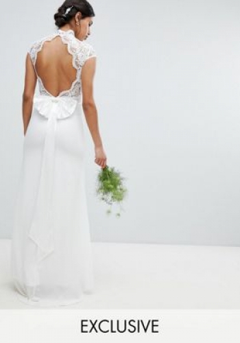 TFNC Bridal Maxi Bridal Dress With Scalloped Lace And Open Back