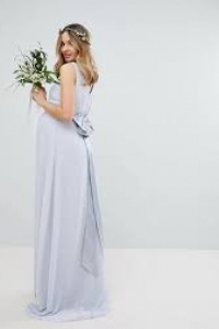 TFNC Maternity Sateen Bow Back Maxi Bridesmaid Dress